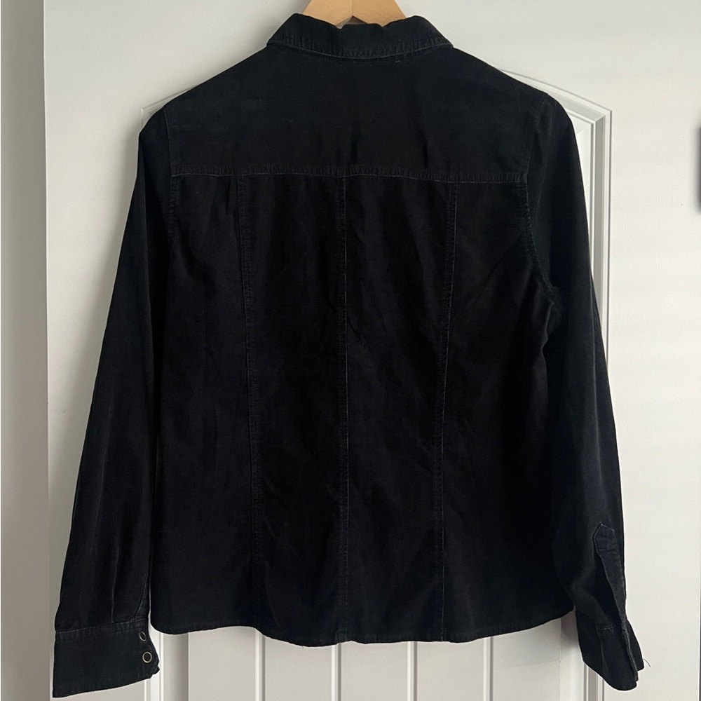 Gloria Vanderbilt Black Corduroy Western Button Up - Picture 4 of 4
